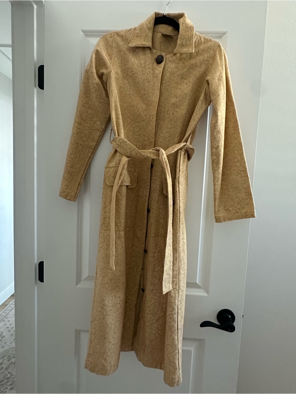 Long Floral Tan Belted Maxi Dress